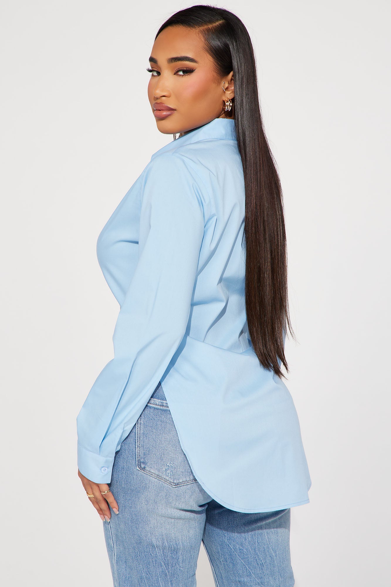 Tres Chic Poplin Shirt - Blue