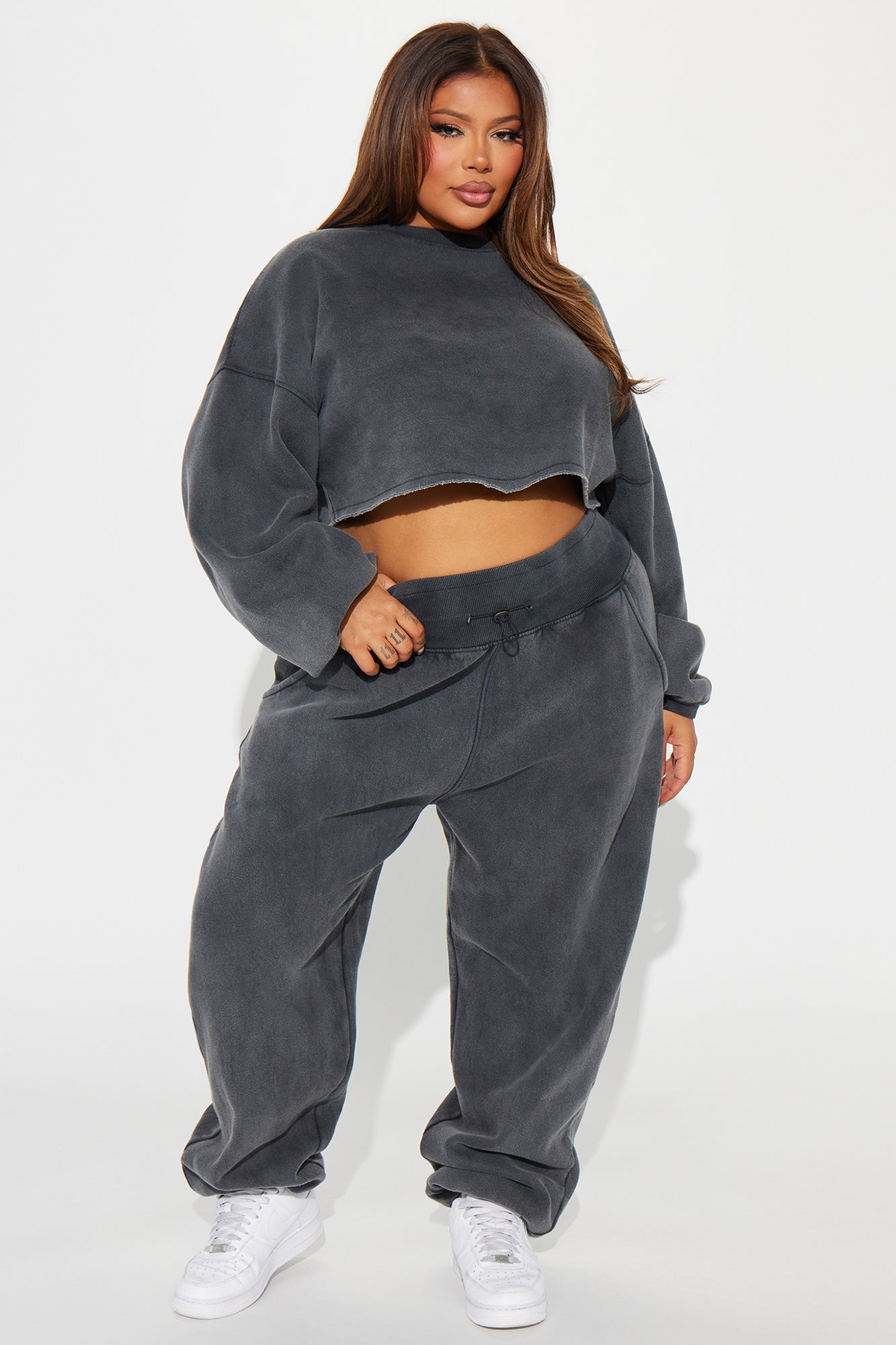 Feeling Good Fleece Jogger Set - Charcoal