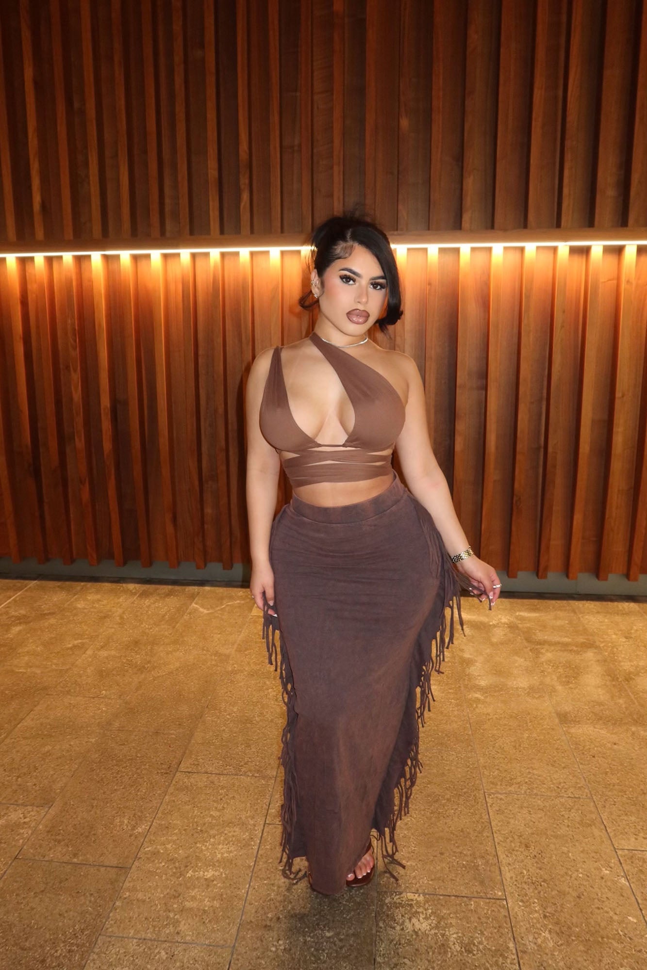 Sahara Mineral Wash Maxi Skirt - Brown