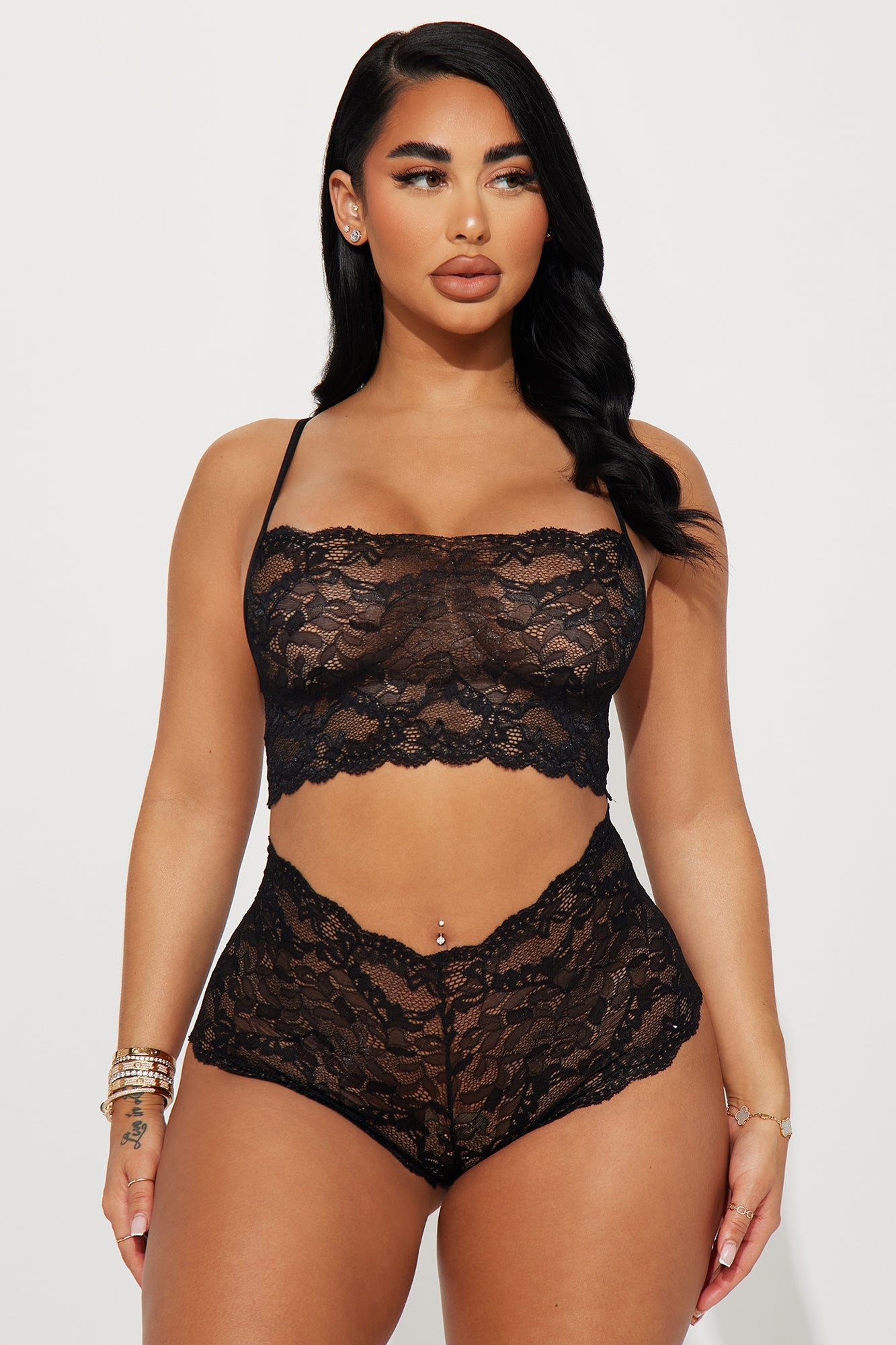 Sultry Moments Lace 2 Piece Set - Black