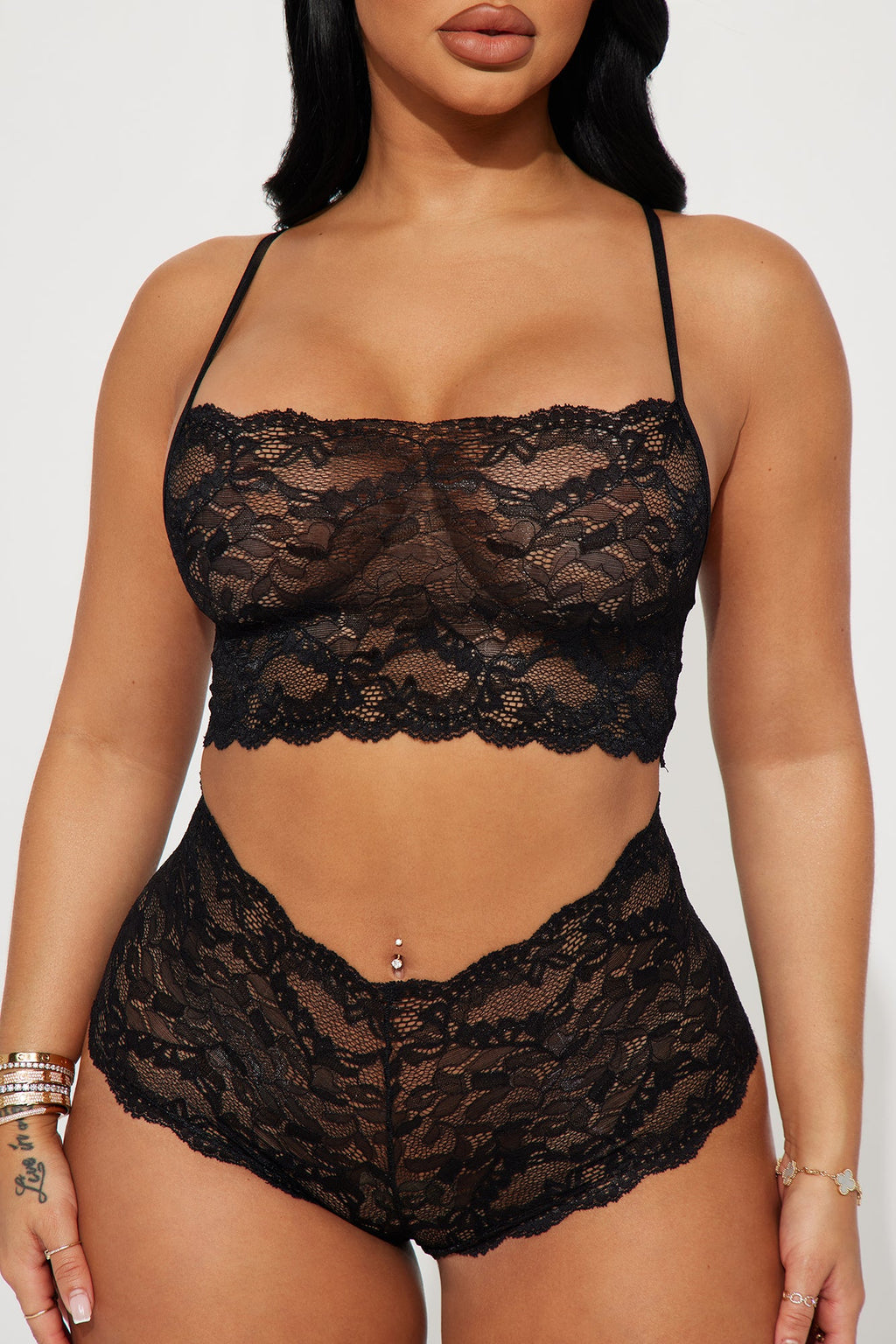Sultry Moments Lace 2 Piece Set - Black