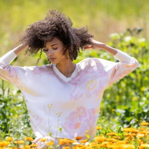 Charlotte Sparre V rib Dot flower3568 Cream